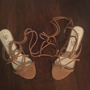 Tied up heeled sandals